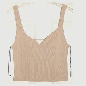 H&M Women Size L (Bust: 42" Plus) Slim Fit Tan Crop Knit Tank